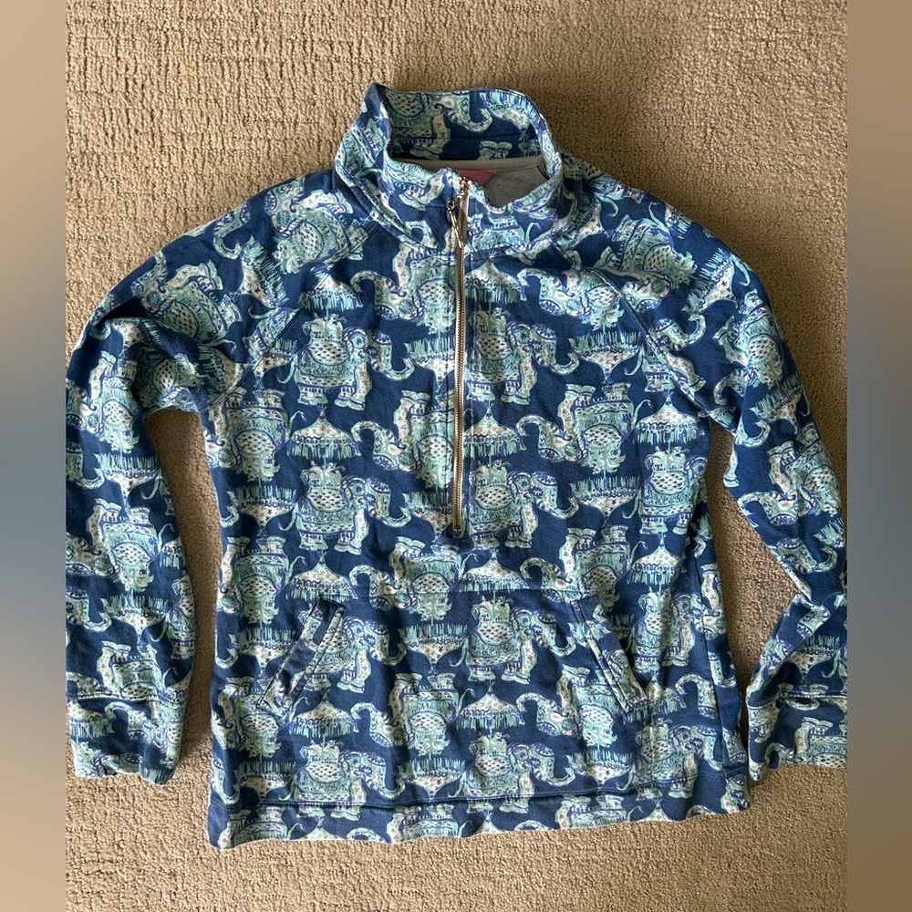 Lilly Pulitzer Skipper Popover size medium blue elephant tropical